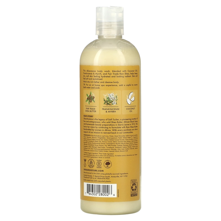 SheaMoisture, необработанное масло ши, увлажняющий гель для душа, 384 мл (13 жидк. унций)