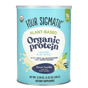 Four Sigmatic, органический растительный протеин, со вкусом сладкой ванили, 600 г (1,32 фунта)