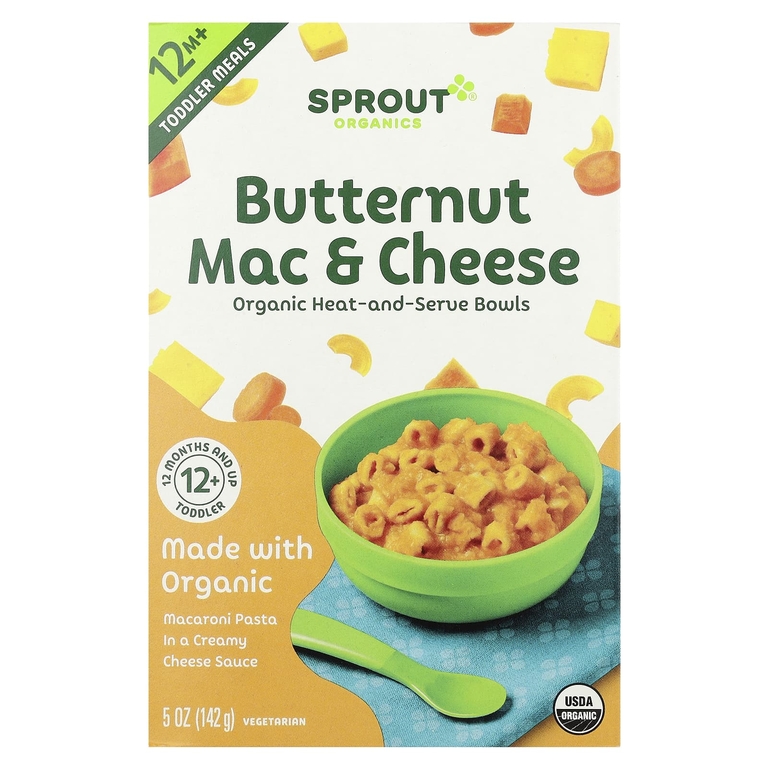 Sprout Organics, Toddler Meals, для детей от 12 месяцев, мускатные макароны с сыром, 142 г (5 унций)
