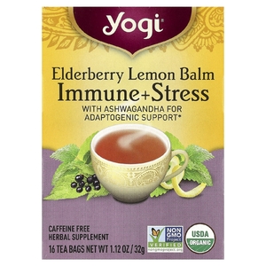 Yogi Tea, Мелисса с бузиной, для иммунитета и стресса, без кофеина, 16 чайных пакетиков, 32 г (1,12 унции)