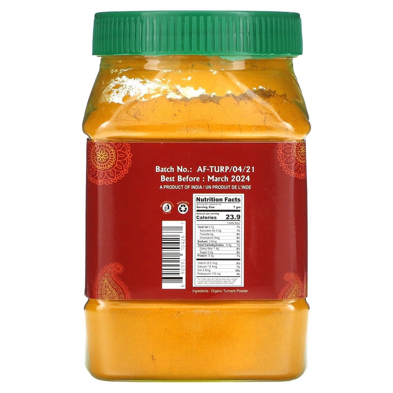Jiva Organics, органический порошок из куркумы, 454 г (1 фунт)