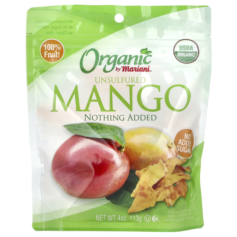 Mariani Dried Fruit, органические плоды манго, несульфированные, 113 г (4 унции)