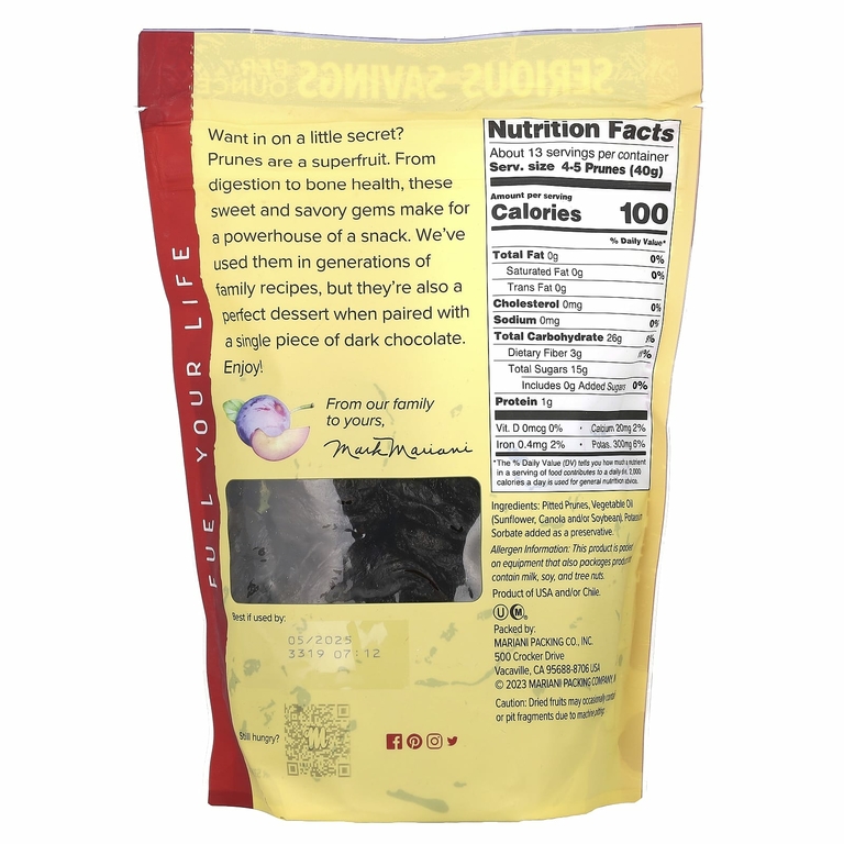 Mariani Dried Fruit, Premium, чернослив без косточек, 510 г (18 унций)