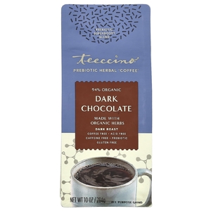 Teeccino, Prebiotic Herbal Coffee, темный шоколад, темная обжарка, без кофеина, 284 г (10 унций)