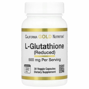 California Gold Nutrition, L-глутатион (восстановленный), 500 мг, 30 растительных капсул