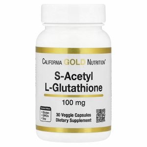 California Gold Nutrition, S-ацетил-L-глутатион, 100 мг, 30 растительных капсул