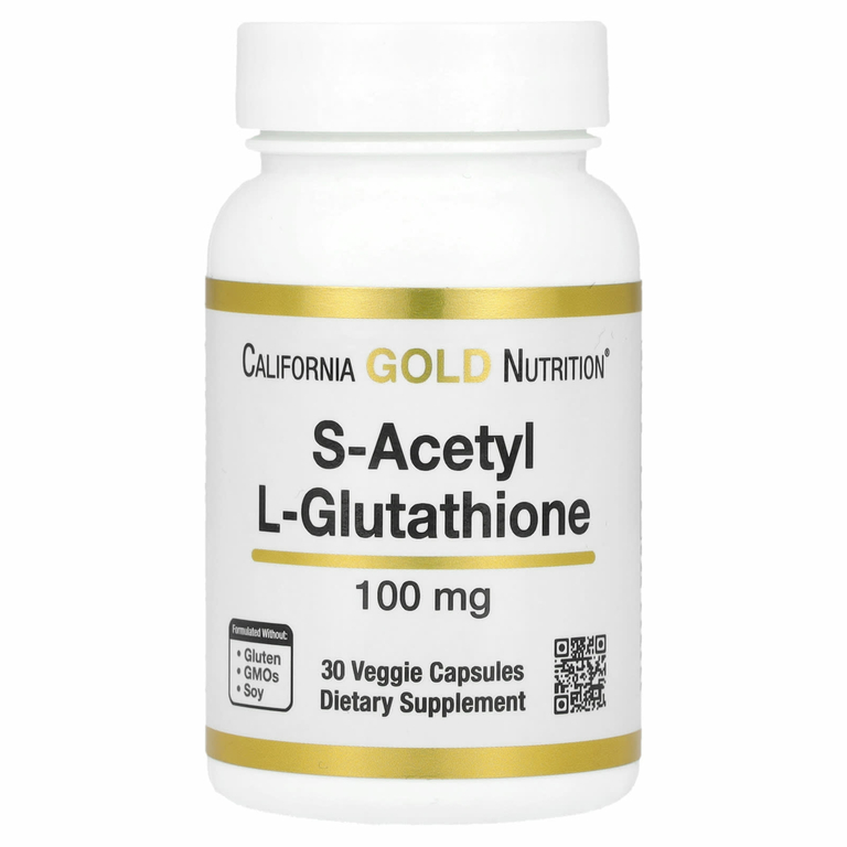 California Gold Nutrition, S-ацетил-L-глутатион, 100 мг, 30 растительных капсул