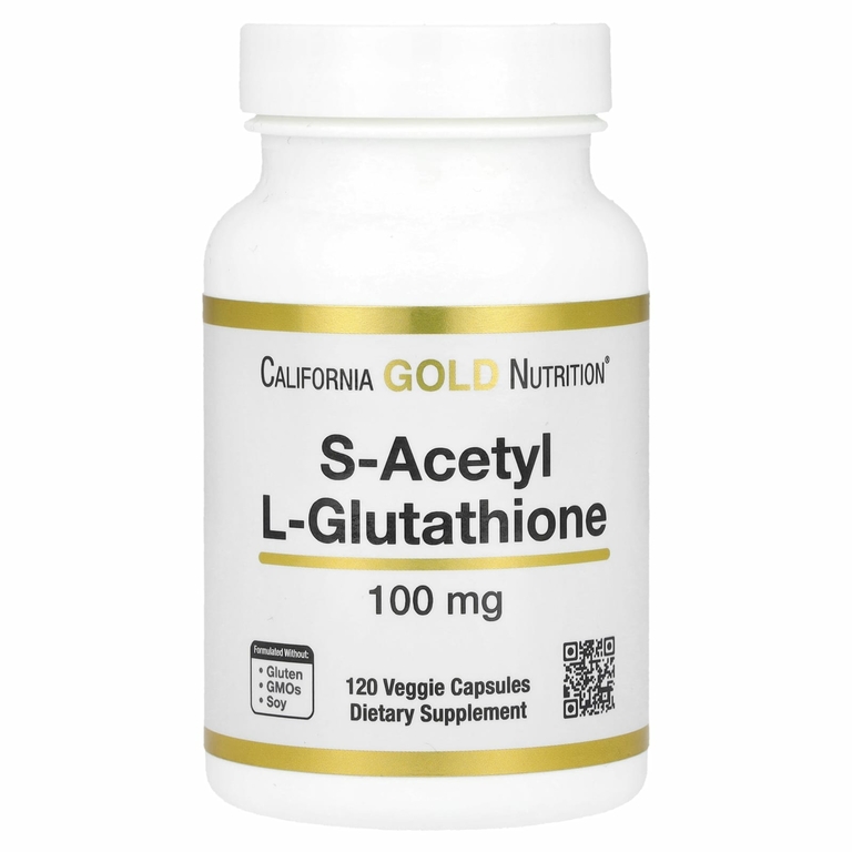 California Gold Nutrition, S-ацетил-L-глутатион, 100 мг, 120 растительных капсул