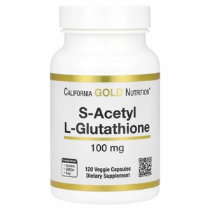 California Gold Nutrition, S-ацетил-L-глутатион, 100 мг, 120 растительных капсул