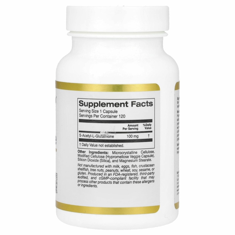California Gold Nutrition, S-ацетил-L-глутатион, 100 мг, 120 растительных капсул
