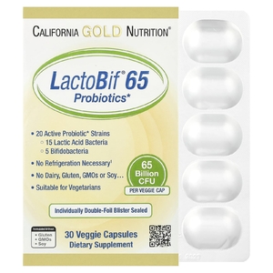 California Gold Nutrition, LactoBif® 65, пробиотики, 30 растительных капсул