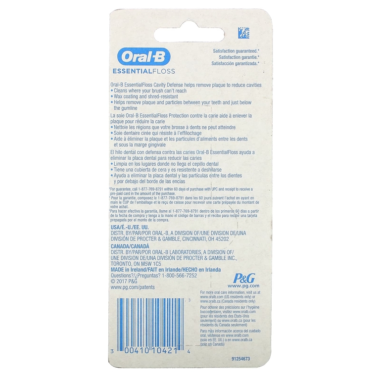 Oral-B, Essential Floss, экономичная упаковка, мята, 2 упаковки по 50 м (54,6 ярда)