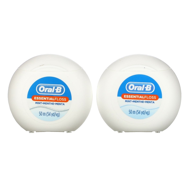 Oral-B, Essential Floss, экономичная упаковка, мята, 2 упаковки по 50 м (54,6 ярда)