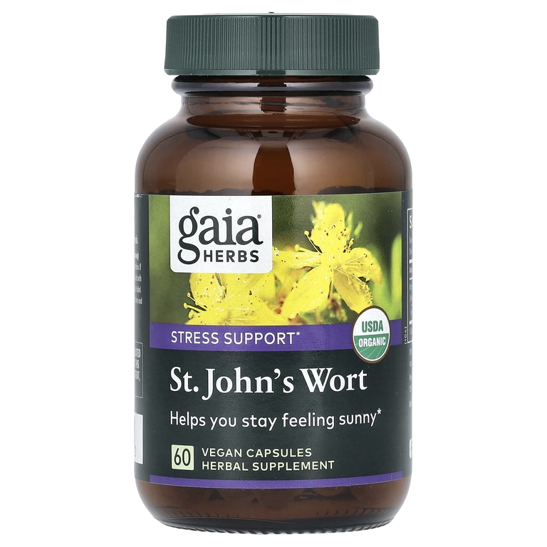 Gaia Herbs, зверобой, 60 веганских фито-капсул с жидкостью