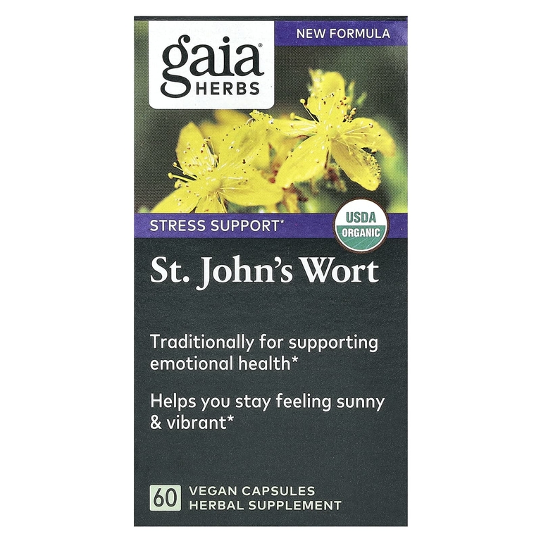 Gaia Herbs, зверобой, 60 веганских фито-капсул с жидкостью