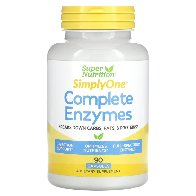 Super Nutrition, Simply One, комплекс ферментов, 90 капсул