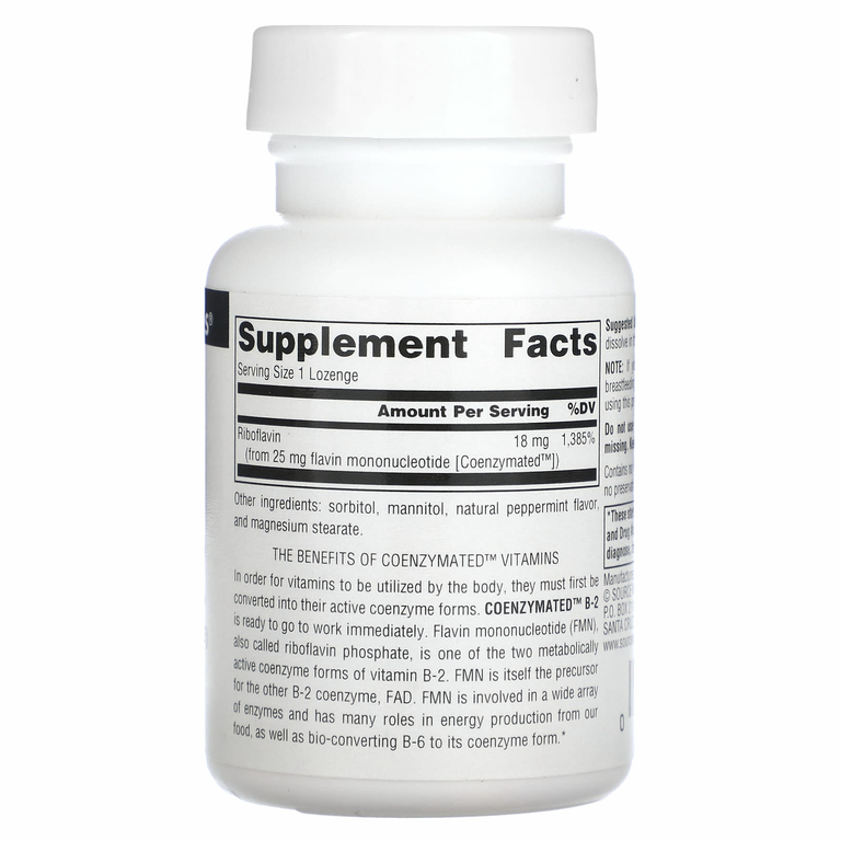 Source Naturals, ферментированный витамин B-2, 60 мг, 120 пастилок