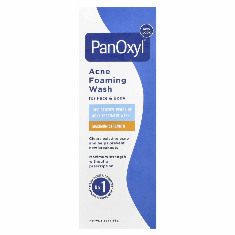 PanOxyl, очищающая пенка от акне, для лица и тела, максимальная эффективность, 156 г (5,5 унции)
