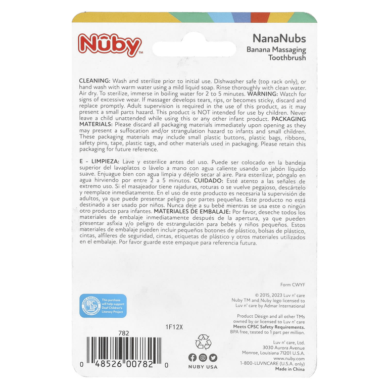 Nuby, Nananubs Banana Massaging Toothbrush, 3+M, 1 Brush