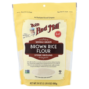Bob's Red Mill, Мука из коричневого риса, цельнозерновой рис, без глютена, 24 унции (680 г)