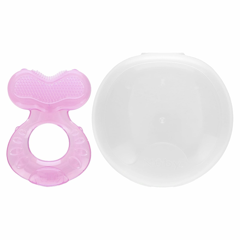 Nuby, Teethe-eez, силиконовые прорезыватели для зубов, для детей от 3 месяцев, розовые, набор из 2 предметов