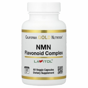 California Gold Nutrition, комплекс флавоноидов с NMN, апигенином и дигидрокверцетином, 60 растительных капсул