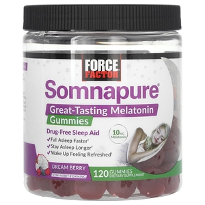 Force Factor, Somnapure®, жевательные мармеладки с мелатонином с отличным вкусом, ягоды мечты, 10 мг, 120 жевательных таблеток (5 мг в каждой жевательной мармеладке)