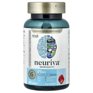 Schiff, Neuriva®, жевательные таблетки для здоровья мозга, с витаминами B6 и B12, со вкусом клубники, 50 жевательных таблеток