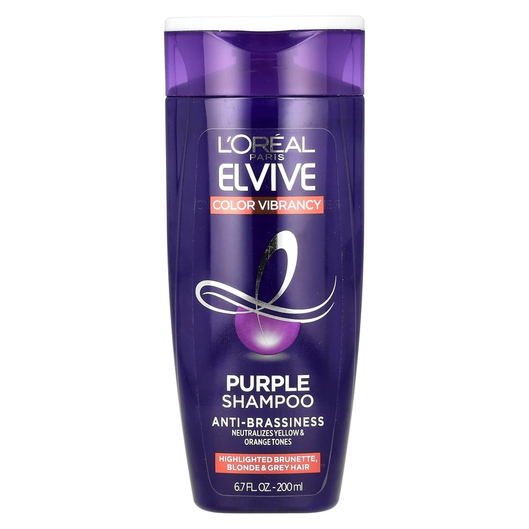 L'Oréal, Elvive, насыщенный цвет, фиолетовый шампунь, для мелированных каштановых, светлых и седых волос, 200 мл (6,7 жидк. унции)
