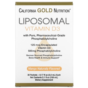 California Gold Nutrition, липосомальный витамин D3, 125 мкг (5000 МЕ), 30 пакетиков по 5 мл (0,17 жидк. унции)