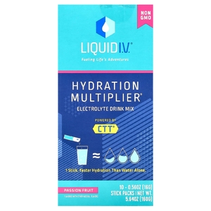 Liquid I.V., Hydration Multiplier, смесь для приготовления электролитического напитка, маракуйя, 10 пакетиков по 16 г (0,56 унции)