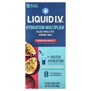 Liquid I.V., усилитель увлажнения, смесь для приготовления напитка с электролитами, пассиффуз, 10 стиков, 16 г (0,56 унции)