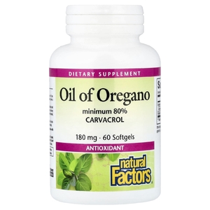 Natural Factors, масло орегано, 180 мг, 60 капсул