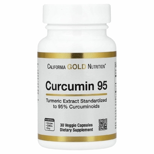 California Gold Nutrition, куркумин 95, 30 растительных капсул (500 мг в 1 капсуле)