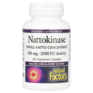 Natural Factors, наттокиназа, 100 мг, 60 вегетарианских капсул