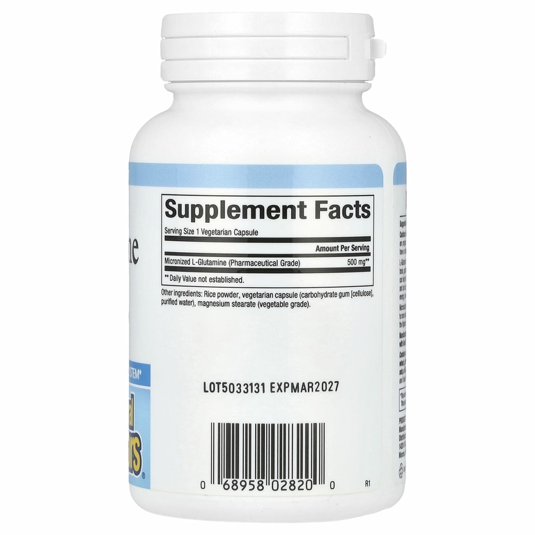 Natural Factors, Микронизированный L-глютамин, 500 мг, 90 вегетарианских капсул