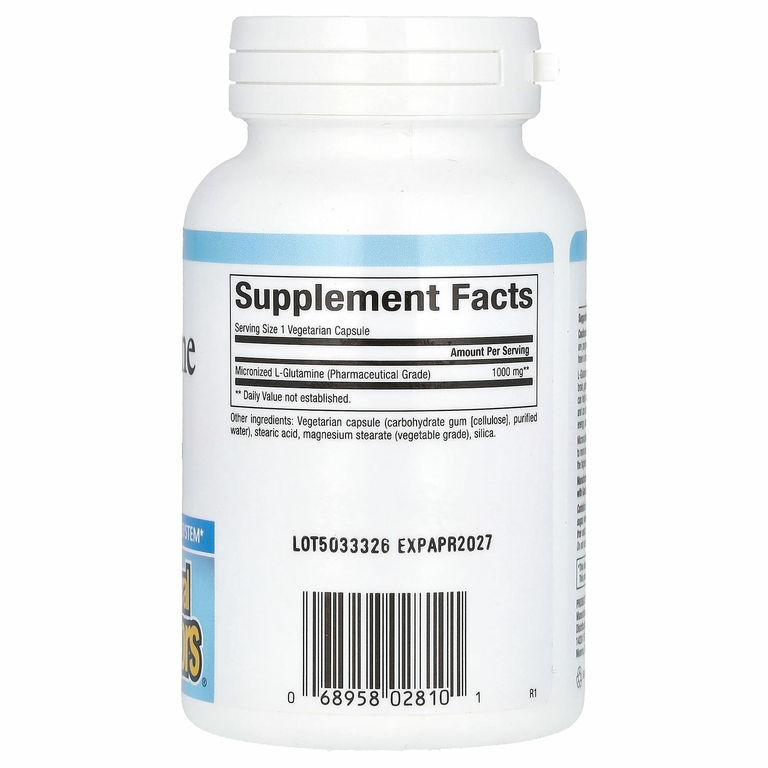Natural Factors, Микронизированный L-глютамин, 1000 мг, 90 вегетарианских капсул