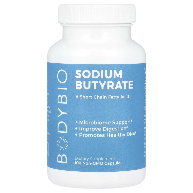 BodyBio, бутират натрия, 100 капсул без ГМО