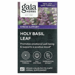 Gaia Herbs, Лист базилика священного, 60 веганских жидких капсул Phyto-Caps®