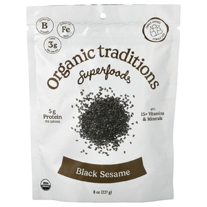 Organic Traditions, Superfoods, черный кунжут, 227 г (8 унций)