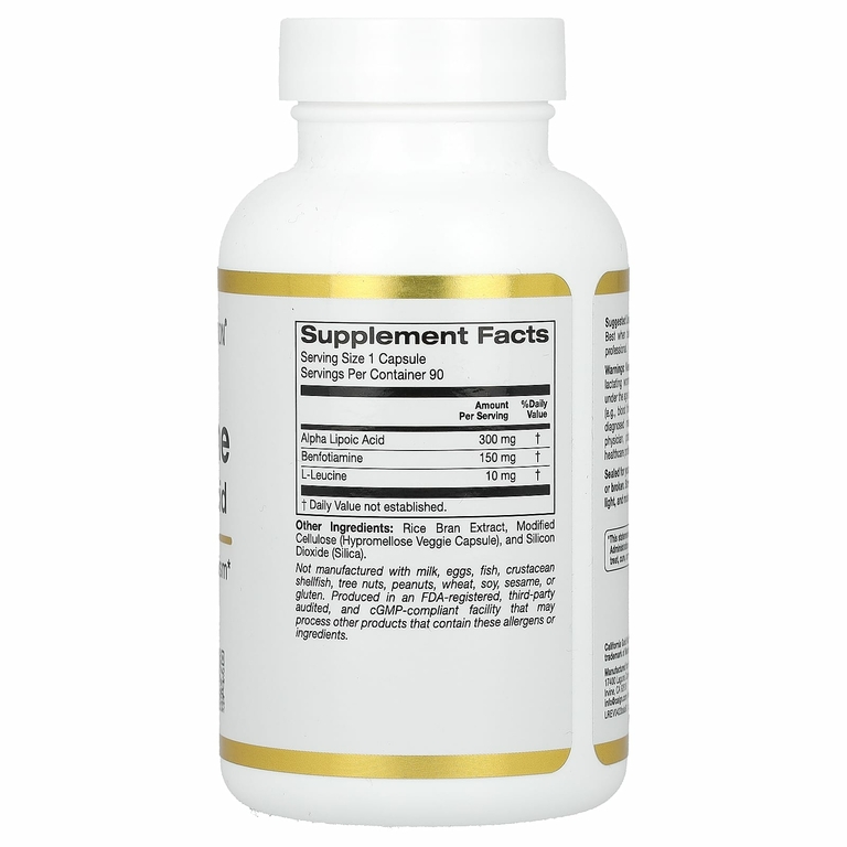 California Gold Nutrition, бенфотиамин с альфа-липоевой кислотой, 90 вегетарианских капсул