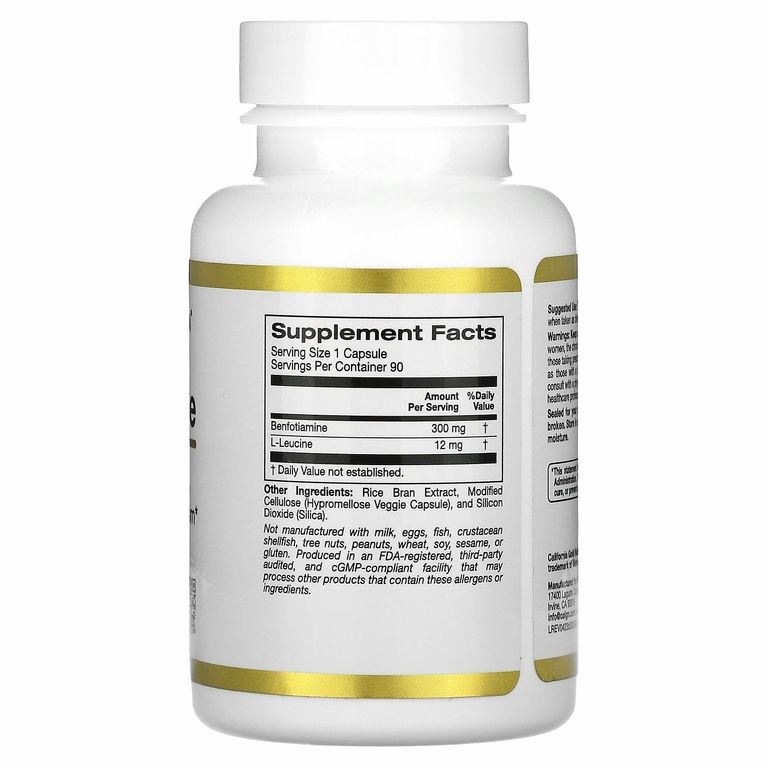 California Gold Nutrition, бенфотиамин, 300 мг, 90 растительных капсул