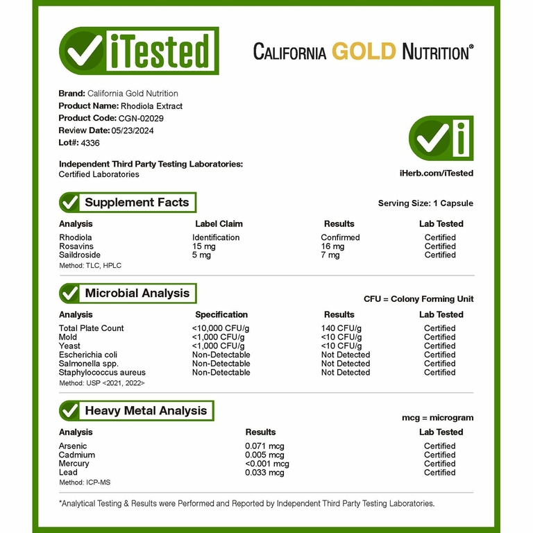California Gold Nutrition, экстракт родиолы, 500 мг, 60 вегетарианских капсул