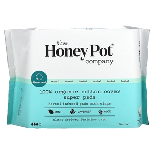 The Honey Pot Company, Super, органические прокладки с крылышками, на травяной основе, 16 шт.