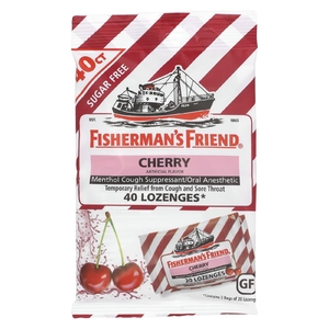 Fisherman's Friend, Леденцы от кашля с ментолом, без сахара, вишня, 40 леденцов