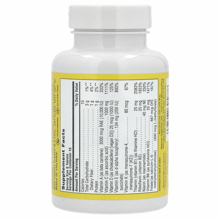 NaturesPlus, Source Of Life, Мультивитаминная и минеральная добавка, без железа, 90 мини-таблеток