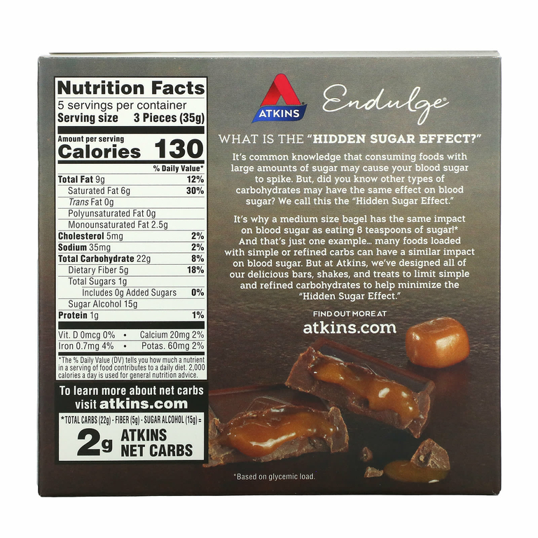 Atkins, Treat, молочный шоколад и карамель, 15 шт., 11,5 г (0,41 унции)