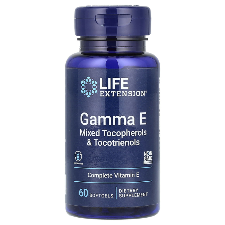 Life Extension, Gamma E, смесь токоферолов и токотриенолов, 60 мягких таблеток