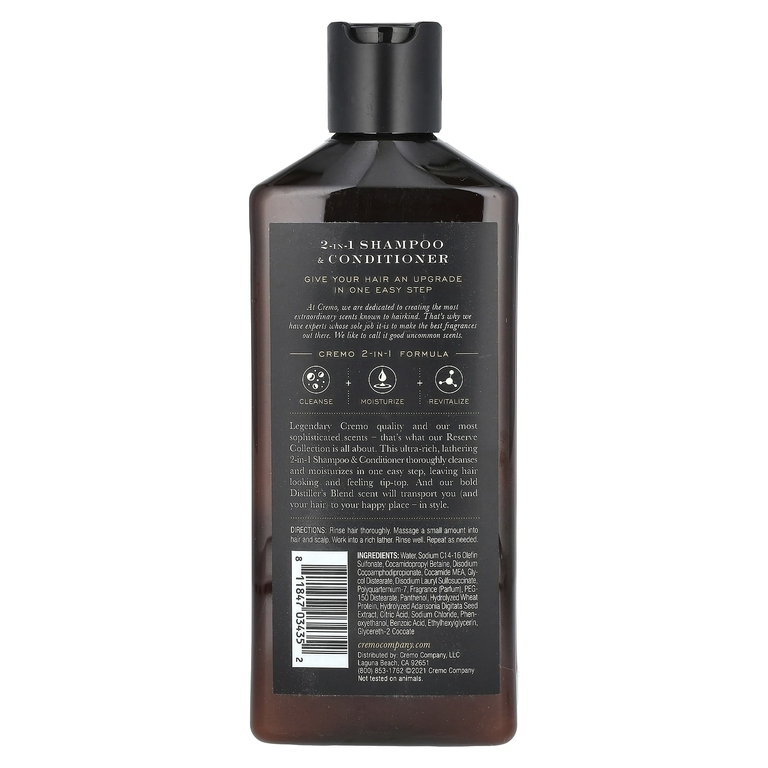 Cremo, Reserve Blend, шампунь и кондиционер 2 в 1, № 13, смесь Distillers, смесь Reserve, 473 мл (16 жидк. унц.)