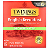 Twinings, English Breakfast, черный чай без кофеина, 50 чайных пакетиков, 100 г (3,53 унции)